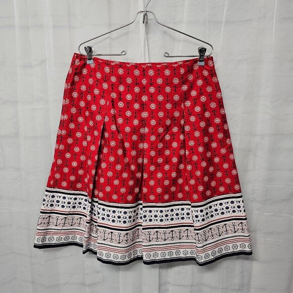 Charter Club Red Nautical Skirt Pleated Anchor Crab Shell Beach A-Line Preppy 10 - Picture 12 of 12